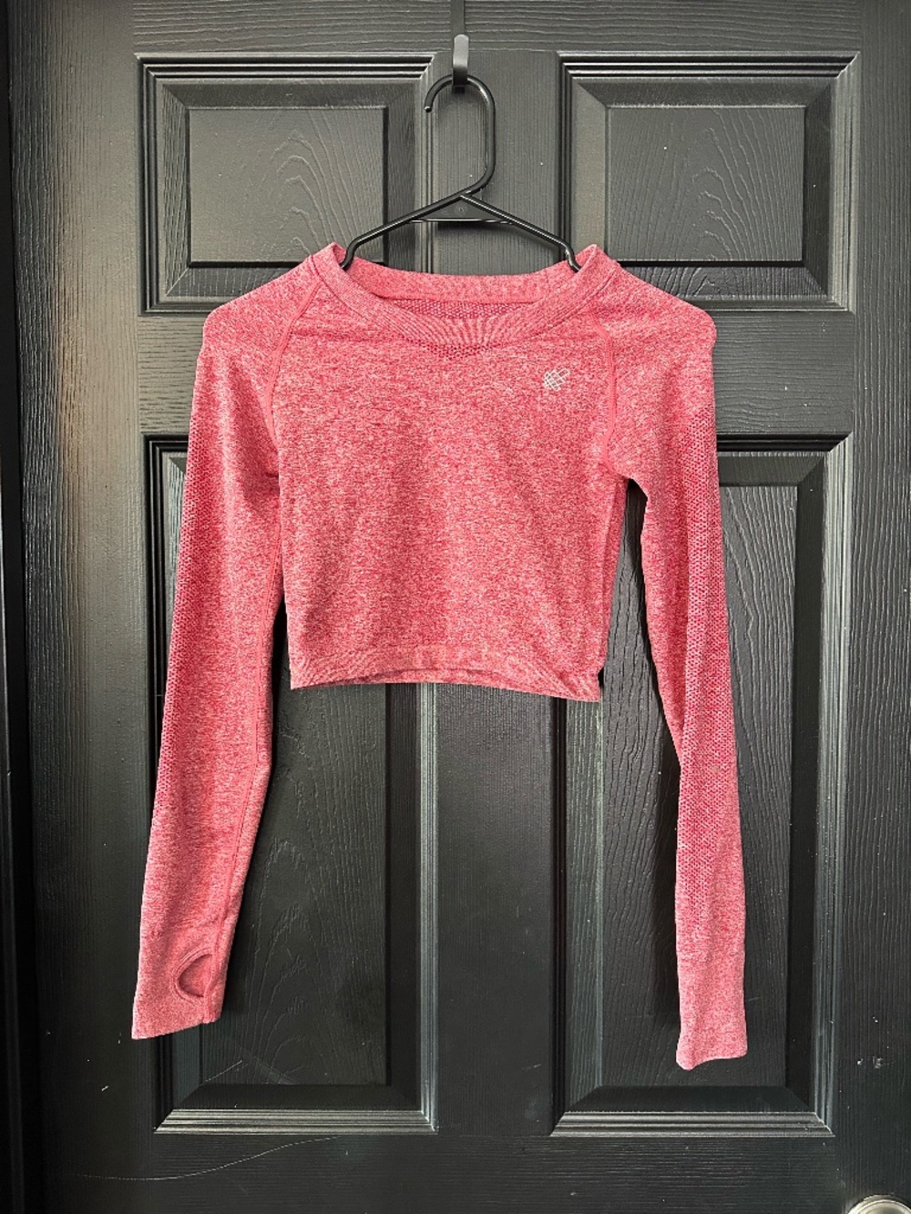 Jed North Seamless Long Sleeve Crop Top Pink Marl Thumbhole Activewear Size XS/S